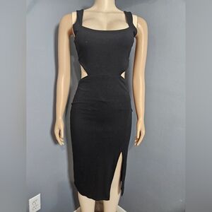 Elegant Black Cut-Out Dress